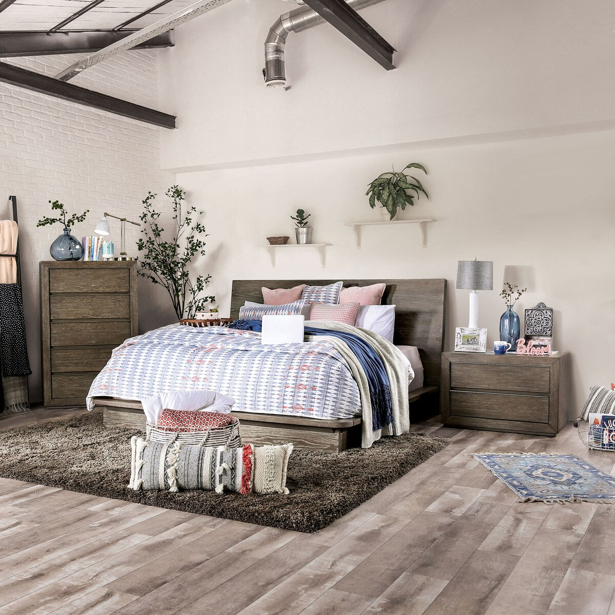 Furniture of America Stur Rustic Walnut Platform 3-piece Bedroom Set