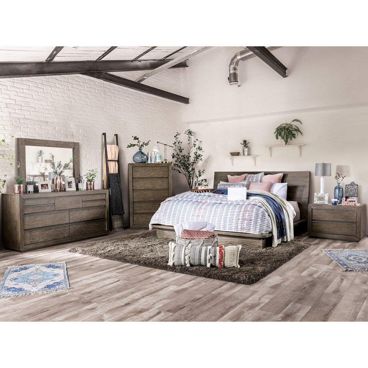 Furniture of America Stur Rustic Walnut Platform 3-piece Bedroom Set