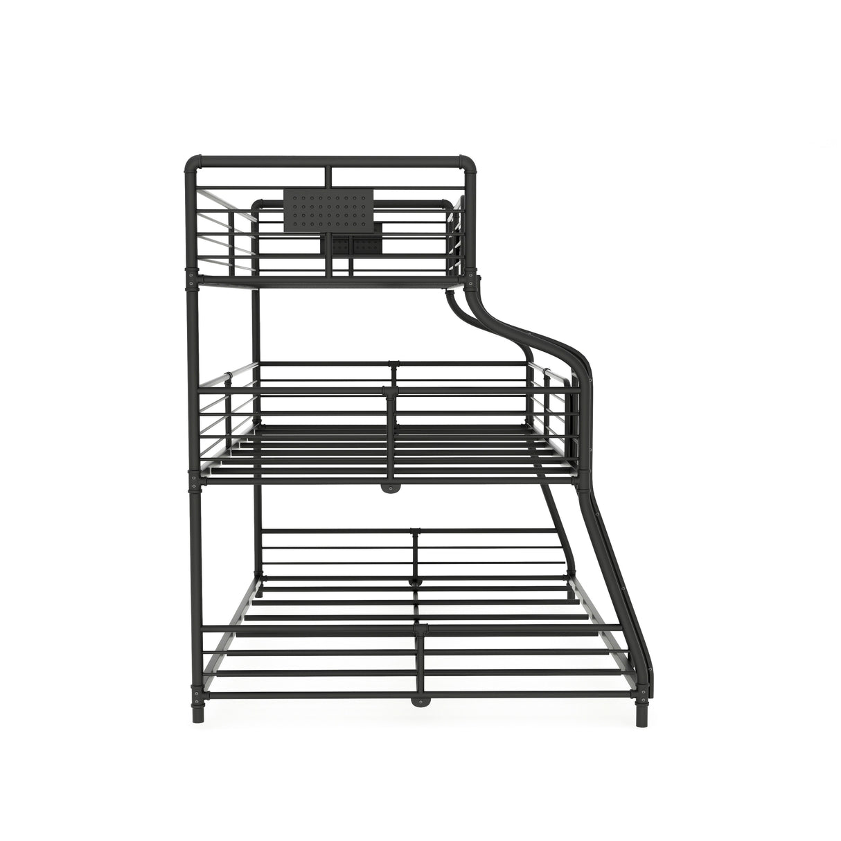 Syd Industrial Black Metal Triple Decker Bunk Bed by Furniture of America