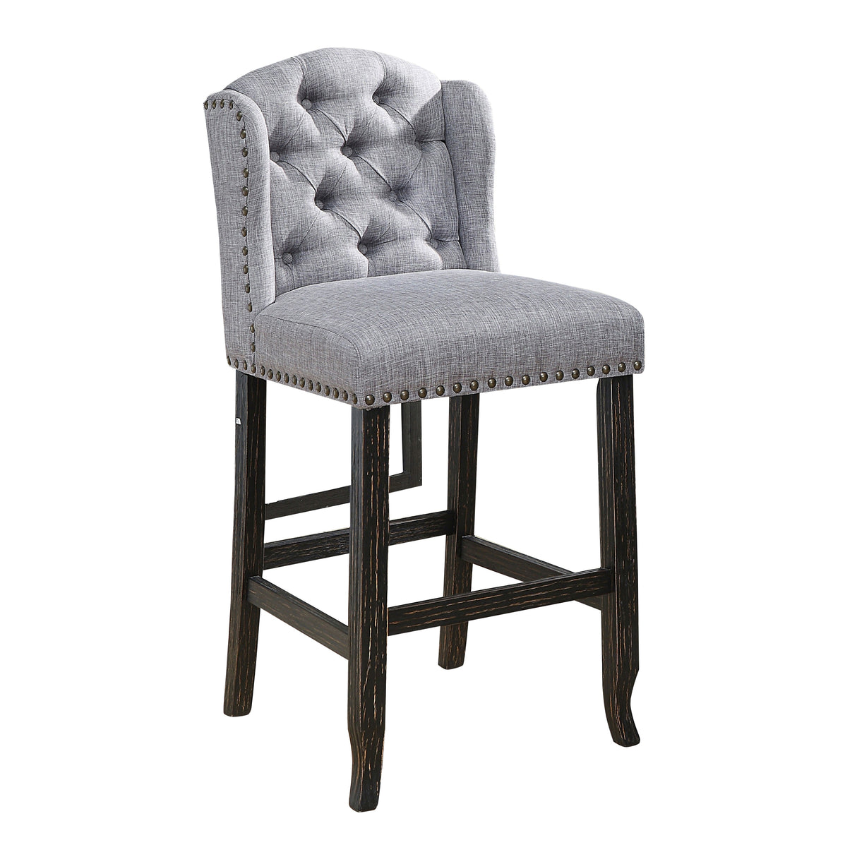 Tays Rustic Linen Tufted Bar Height Chairs (Set of 2) by Furniture of America