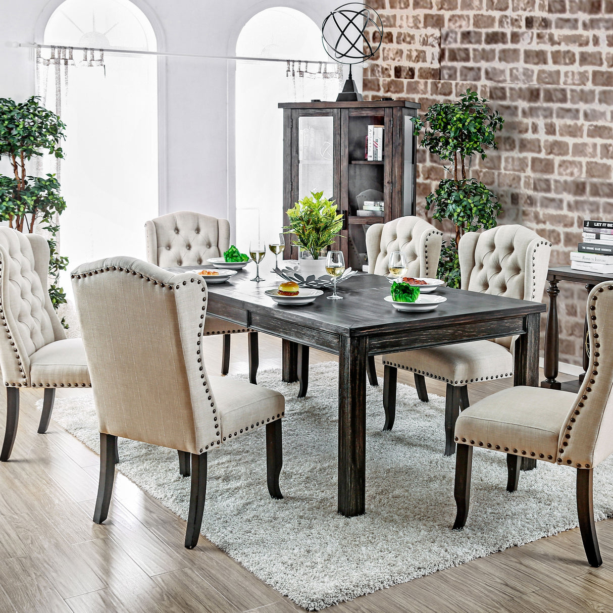 Furniture of America Tays Contemporary Black Solid Wood Dining Table