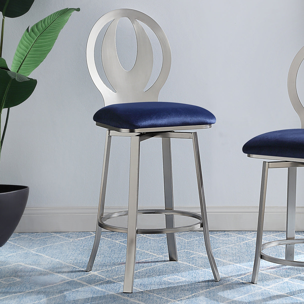 Thibbs Contemporary Padded Seat Swivel Barstools (Set of 2) by Furniture of America