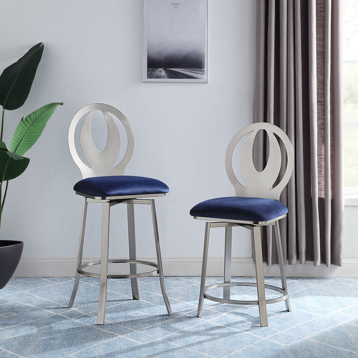 Thibbs Contemporary Padded Seat Swivel Barstools (Set of 2) by Furniture of America