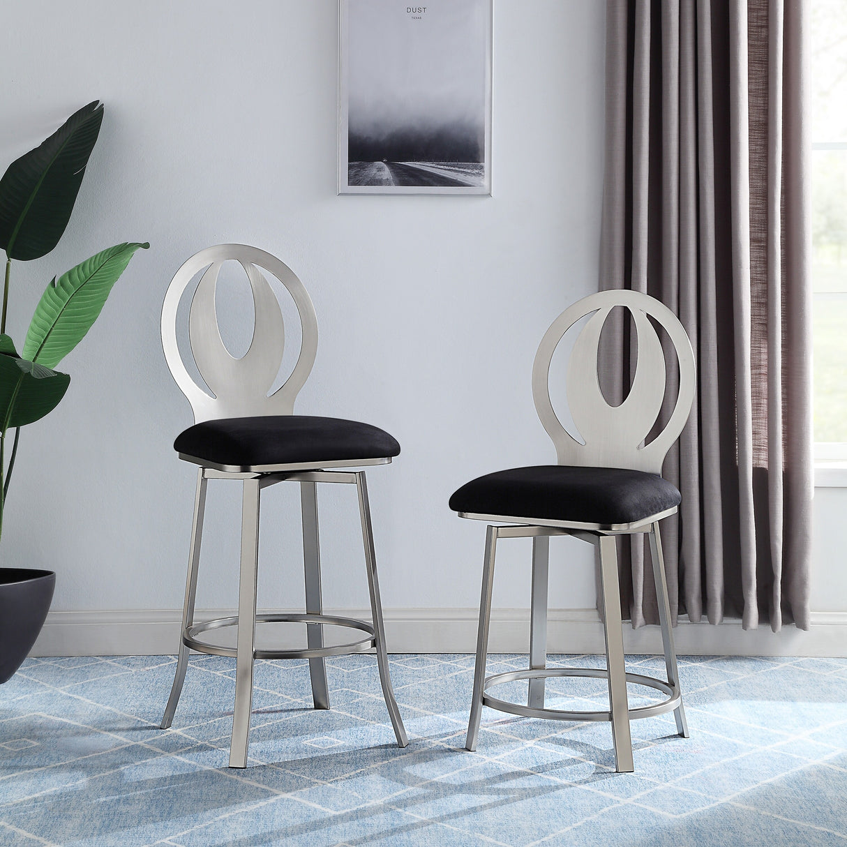 Thibbs Contemporary Padded Seat Swivel Barstools (Set of 2) by Furniture of America