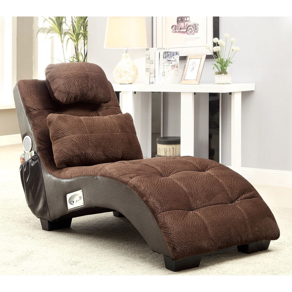 Furniture of America Tianes Contemporary Chaise with Bluetooth Speakers