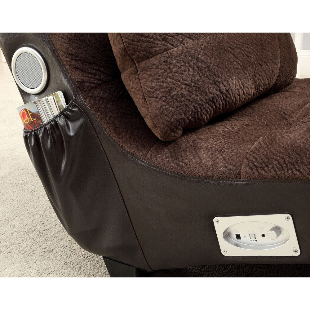 Furniture of America Tianes Contemporary Chaise with Bluetooth Speakers