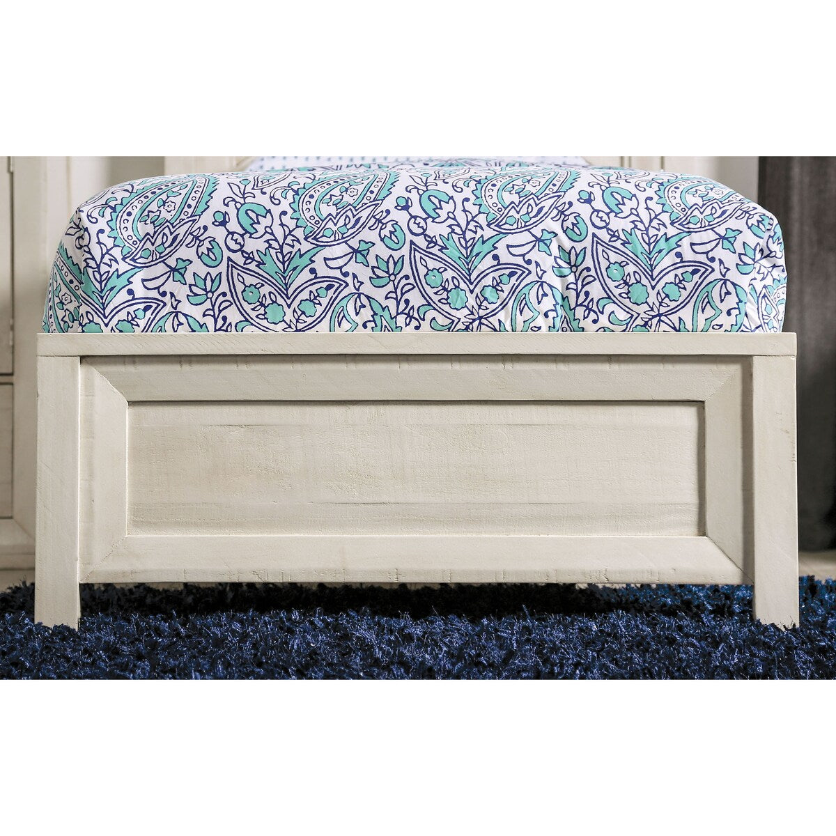 Toddlee Bohemian Ivory Wood Platform Bed with Starburst Pattern by Furniture of America