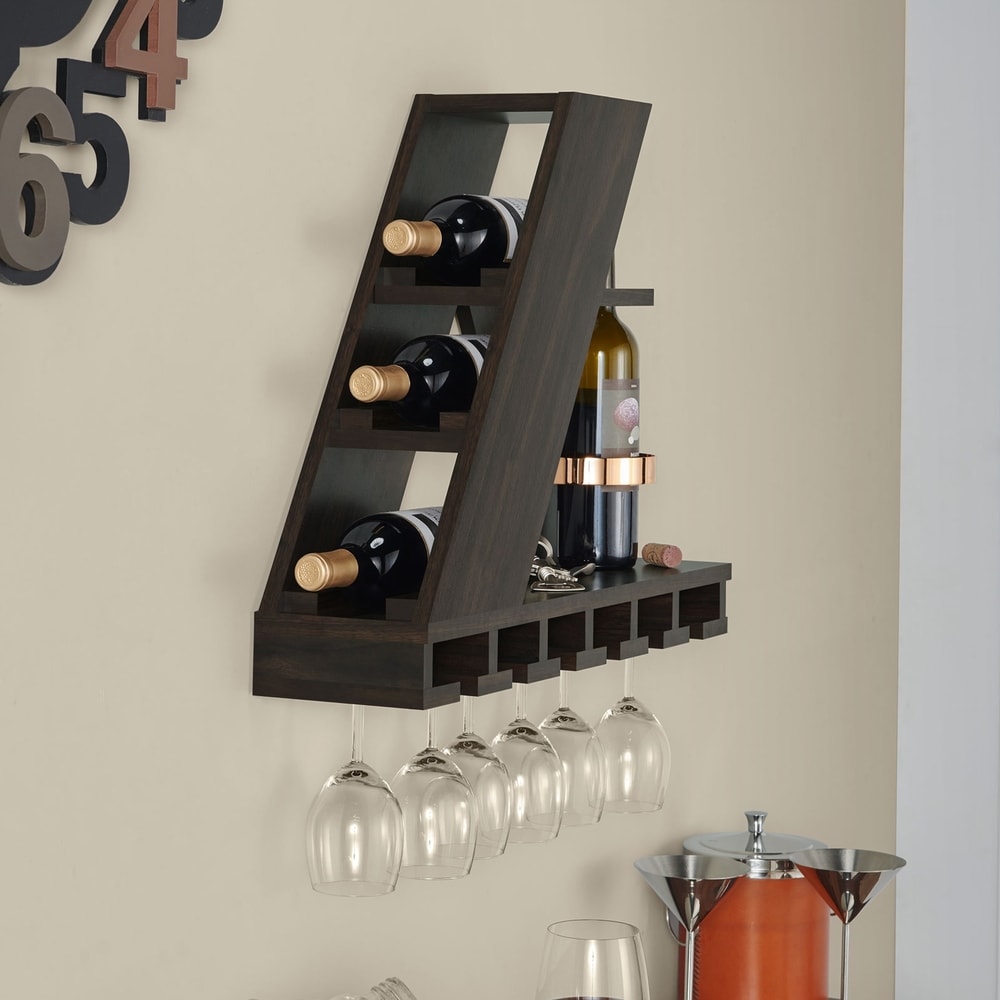 Tory Modern Wenge 4-bottle Compact Floating Wine Rack by Furniture of America