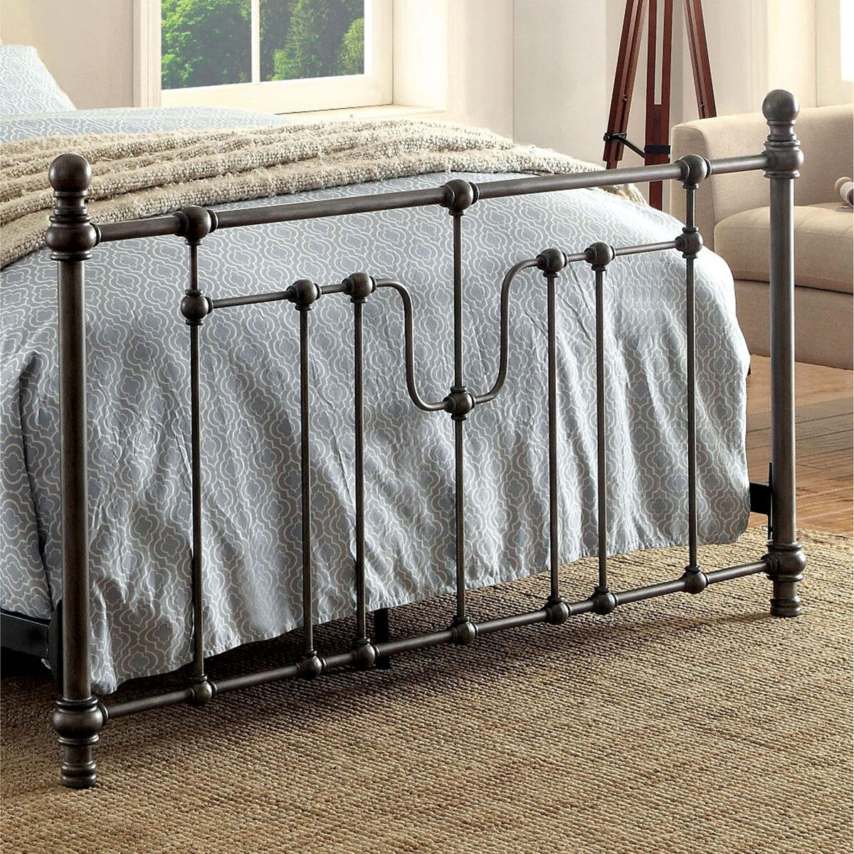 Furniture of America Trenton Industrial Grey Metal Panel Bed