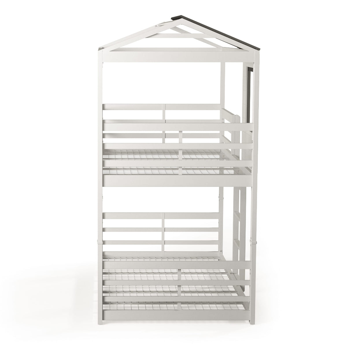 Vaia Transitional White Twin-over-Twin Metal Bunk Bed by Furniture of America
