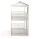 Vaia Transitional White Twin-over-Twin Metal Bunk Bed by Furniture of America
