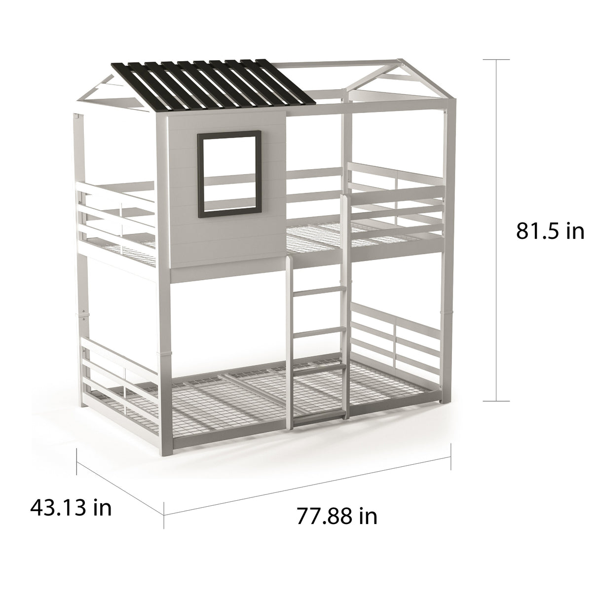 Vaia Transitional White Twin-over-Twin Metal Bunk Bed by Furniture of America