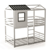 Vaia Transitional White Twin-over-Twin Metal Bunk Bed by Furniture of America