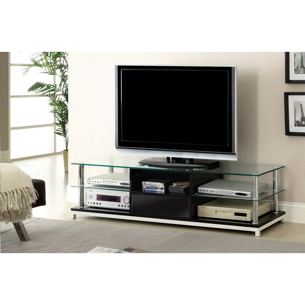 Furniture of America Vinnie 63-inch Tempered Glass Media Console