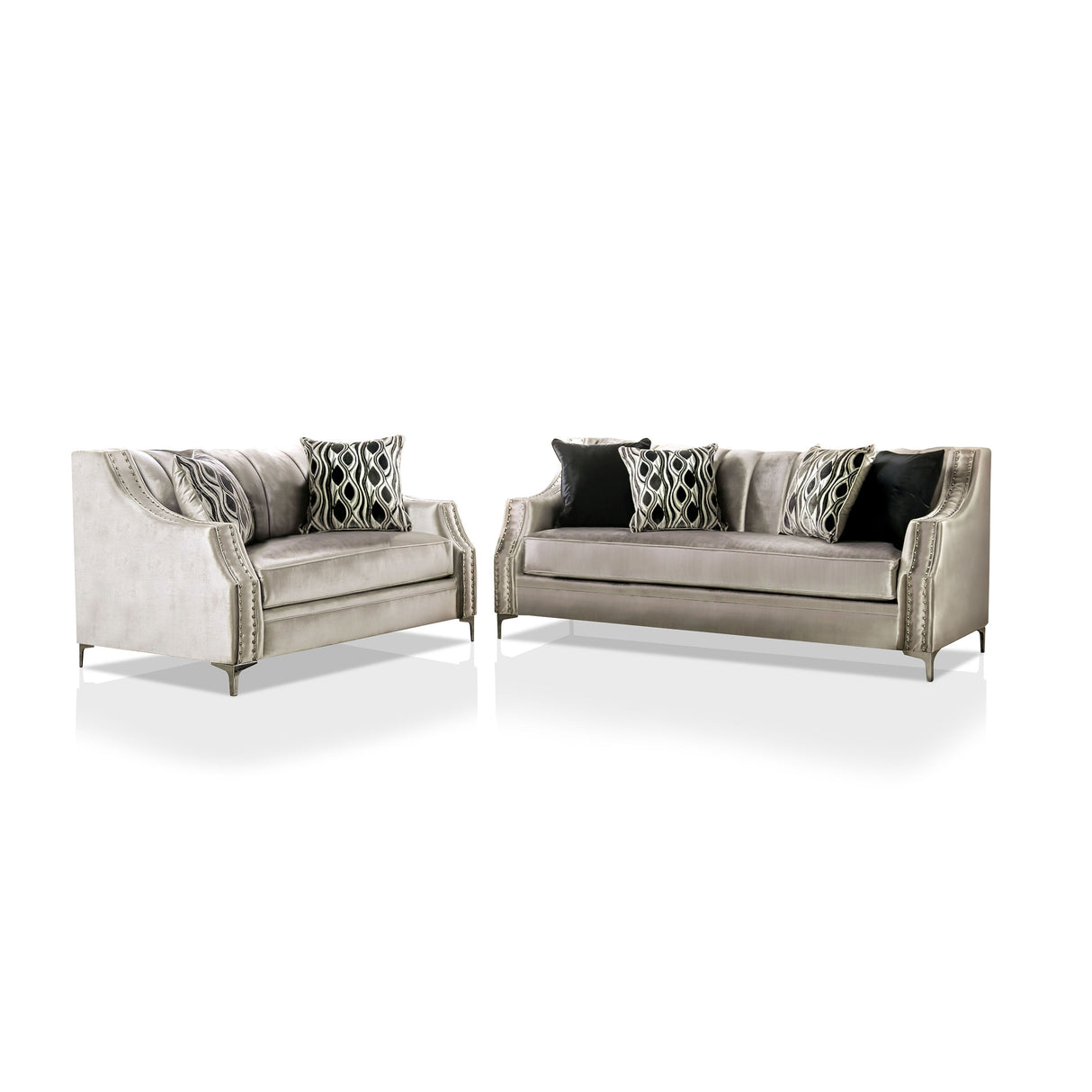 Vynn Transitional Chenille Sloped Arms 2-Piece Living Room Set by Furniture of America