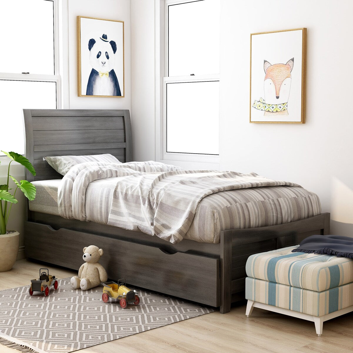 Wese Transitional Grey Wood 3-Piece Sleigh Bedroom Set by Furniture of America