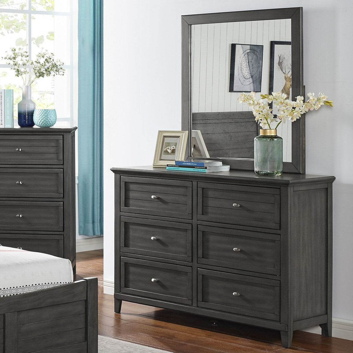 Wese Transitional Grey Wood 4-Piece Sleigh Bedroom Set by Furniture of America