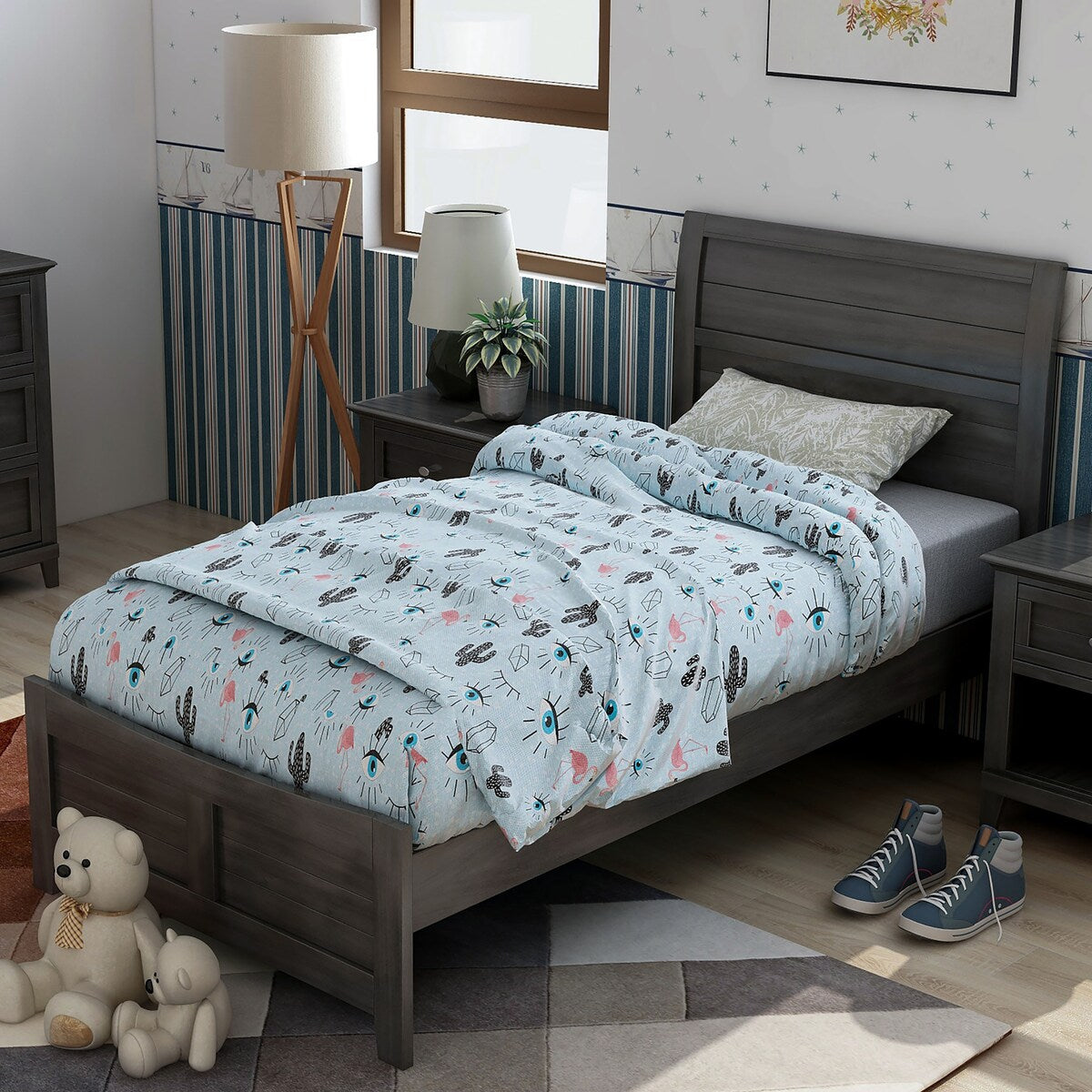 Wese Transitional Grey Wood 4-Piece Sleigh Bedroom Set by Furniture of America