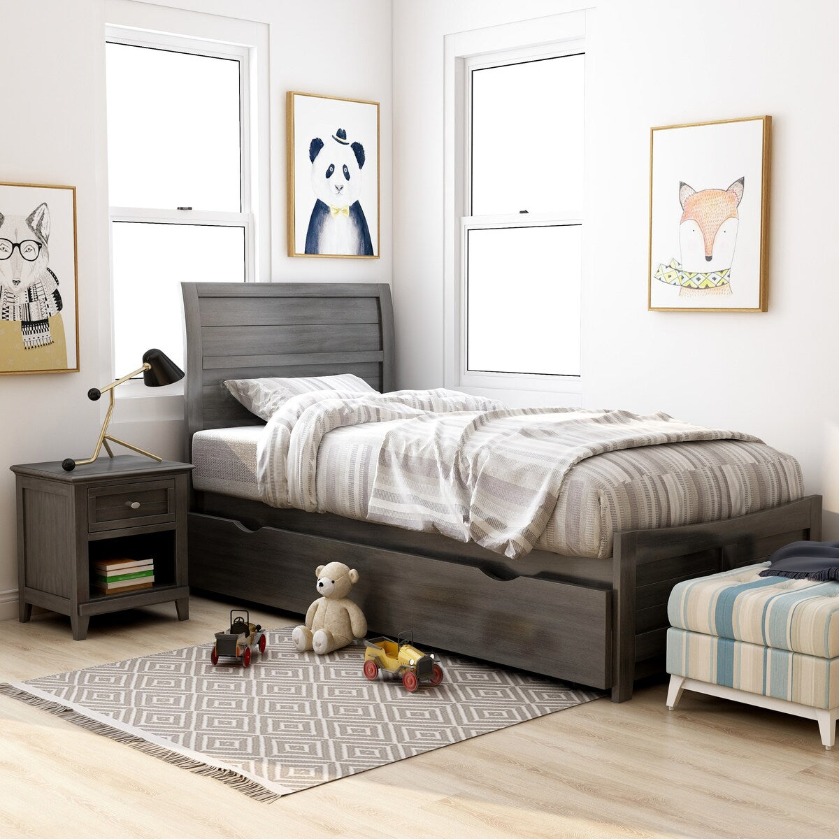 Wese Transitional Grey Wood 3-Piece Sleigh Bedroom Set by Furniture of America