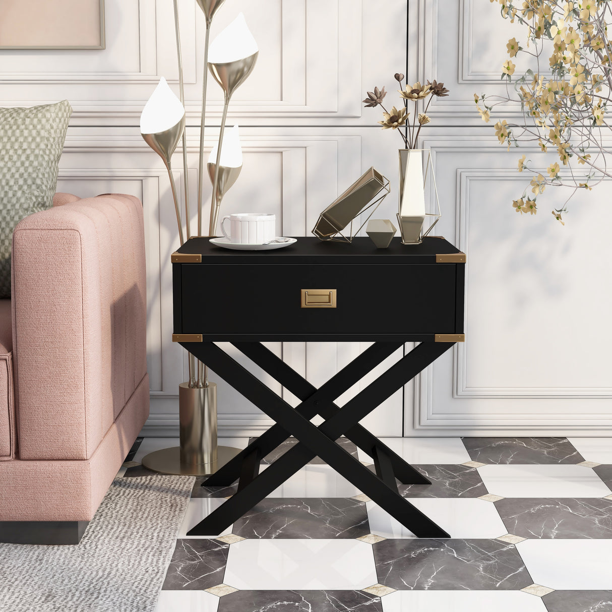 Yore Contemporary 24-inch Solid Wood 1-Drawer Side Table by Furniture of America