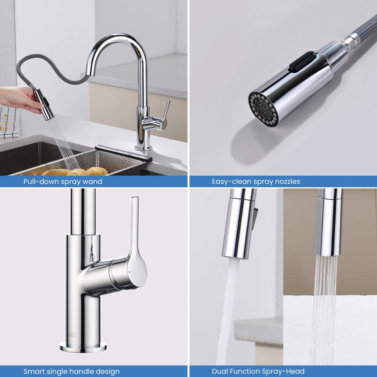 Fusion Single Handle Pull Down Kitchen & Bar Sink Faucet with Soap Dispenser