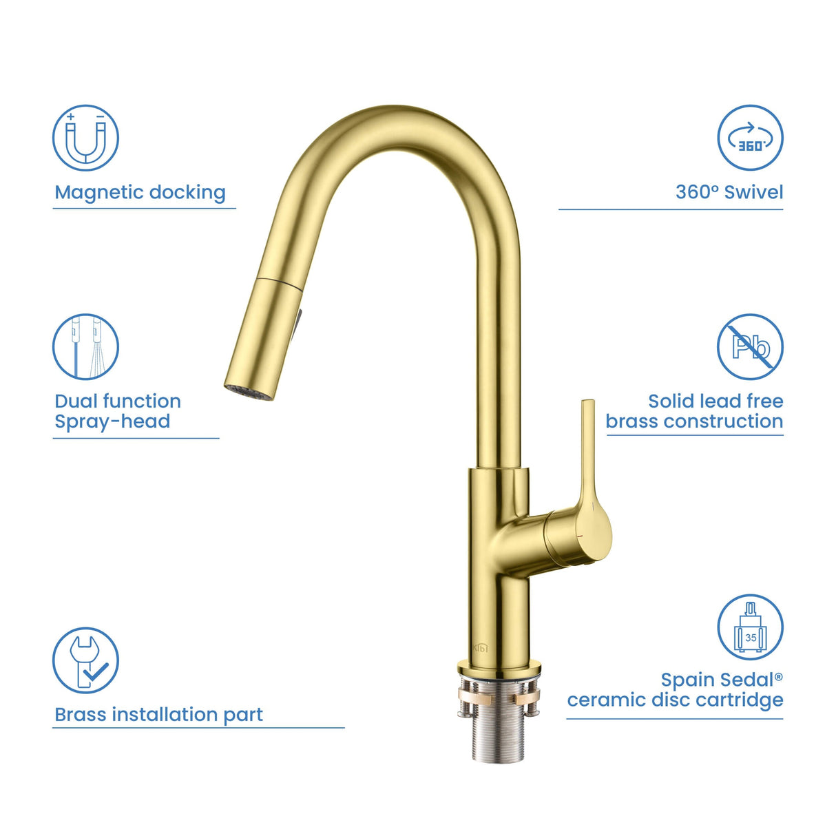 Fusion Single Handle Pull Down Kitchen & Bar Sink Faucet with Soap Dispenser