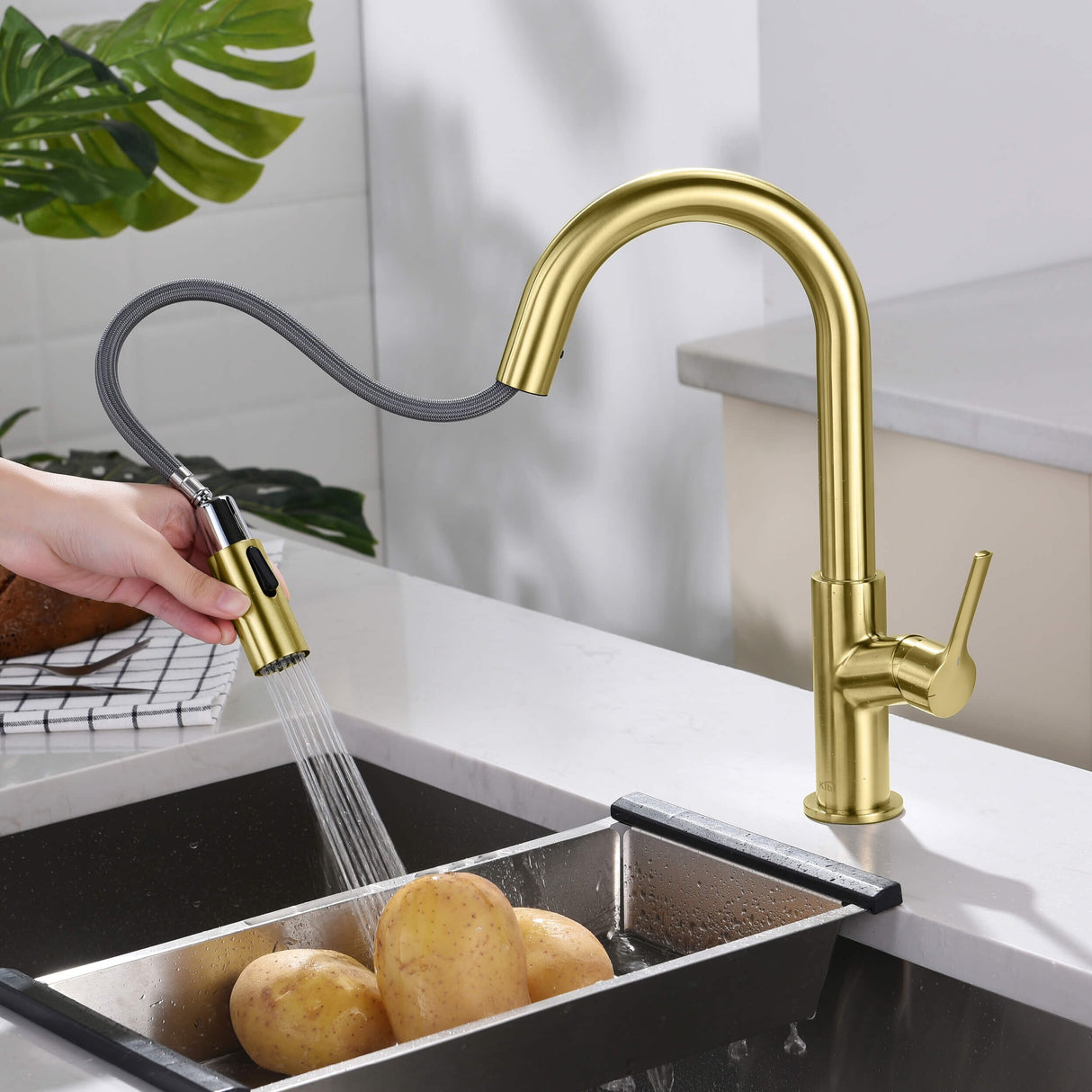 Fusion Single Handle Pull Down Kitchen & Bar Sink Faucet with Soap Dispenser