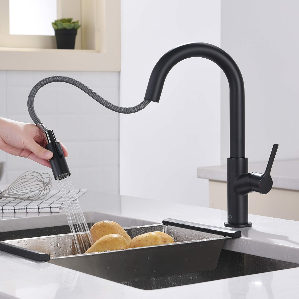 Fusion Single Handle Pull Down Kitchen & Bar Sink Faucet with Soap Dispenser