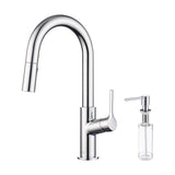 Fusion Single Handle Pull Down Kitchen & Bar Sink Faucet with Soap Dispenser