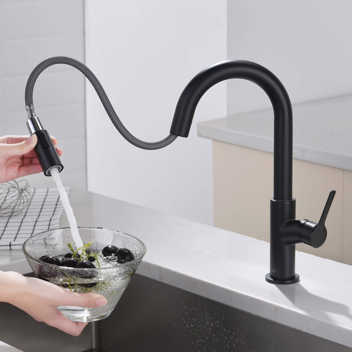 Fusion Single Handle Pull Down Kitchen & Bar Sink Faucet with Soap Dispenser