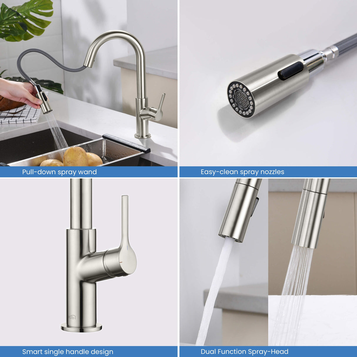 Fusion Single Handle Pull Down Kitchen & Bar Sink Faucet with Soap Dispenser