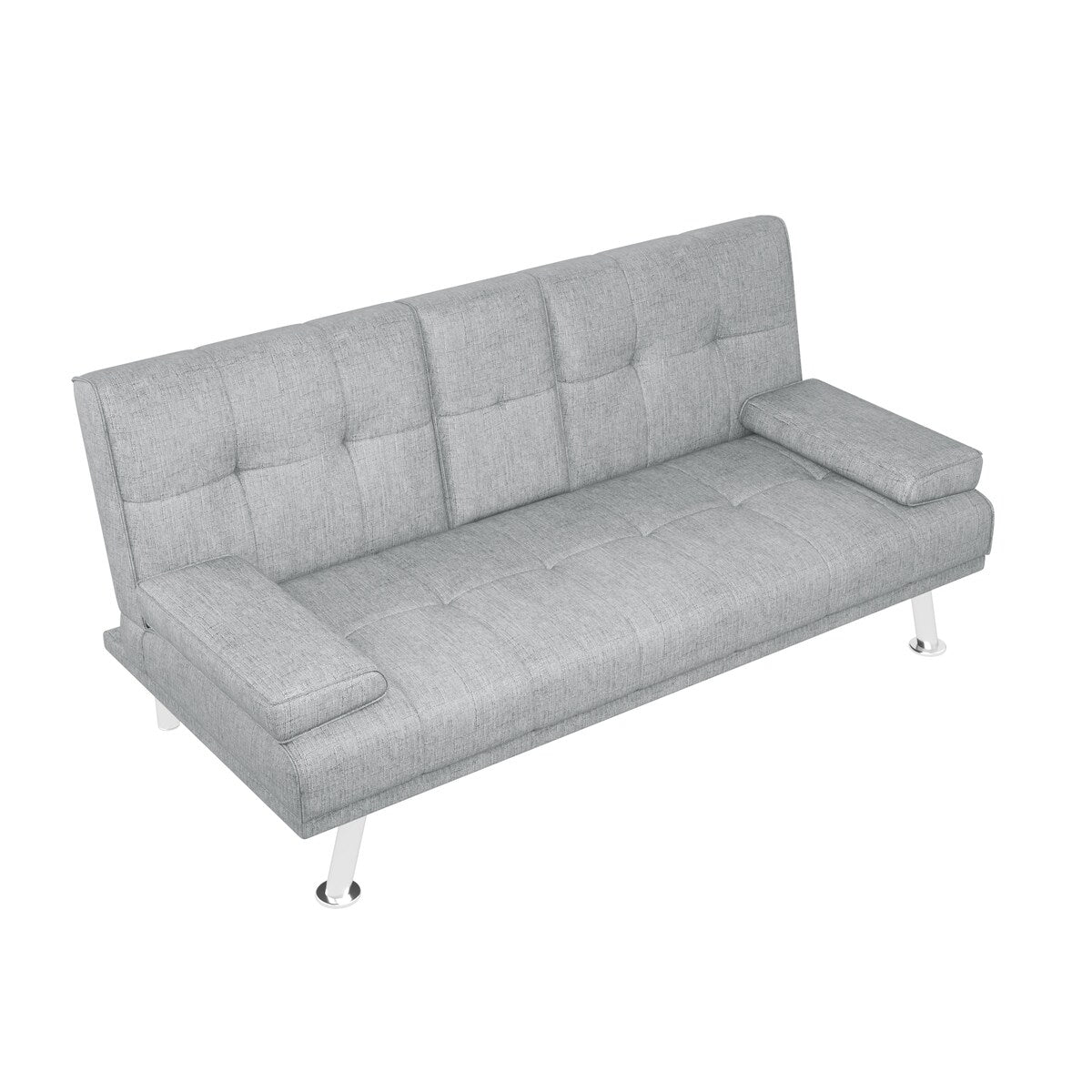 Futon Sofa Bed Folding Loveseat Lounge Recliner Daybed, Light Grey