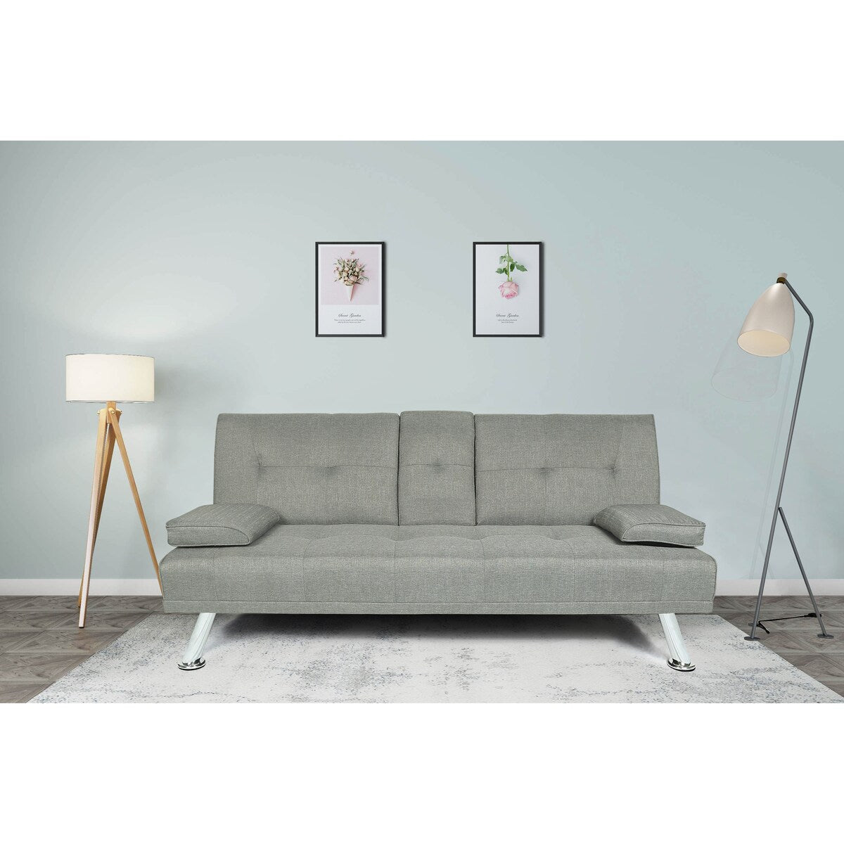 Futon Sofa Bed Sleeper Light Grey Fabric Futon Sofa Bed Convertible Folding