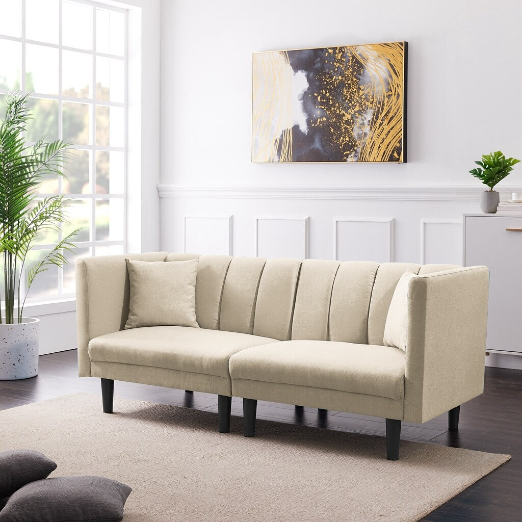 73.62“W Futon Sofa Bed Sleeper With 2 Pillows