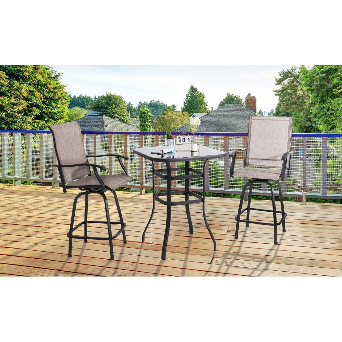 Futzca Patio Swivel Bar Bistro Set or Swivel Bar Stools