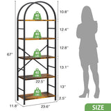 Futzca 5 Tiers Bookshelf Arched, Wooden Bookcase Display Rack