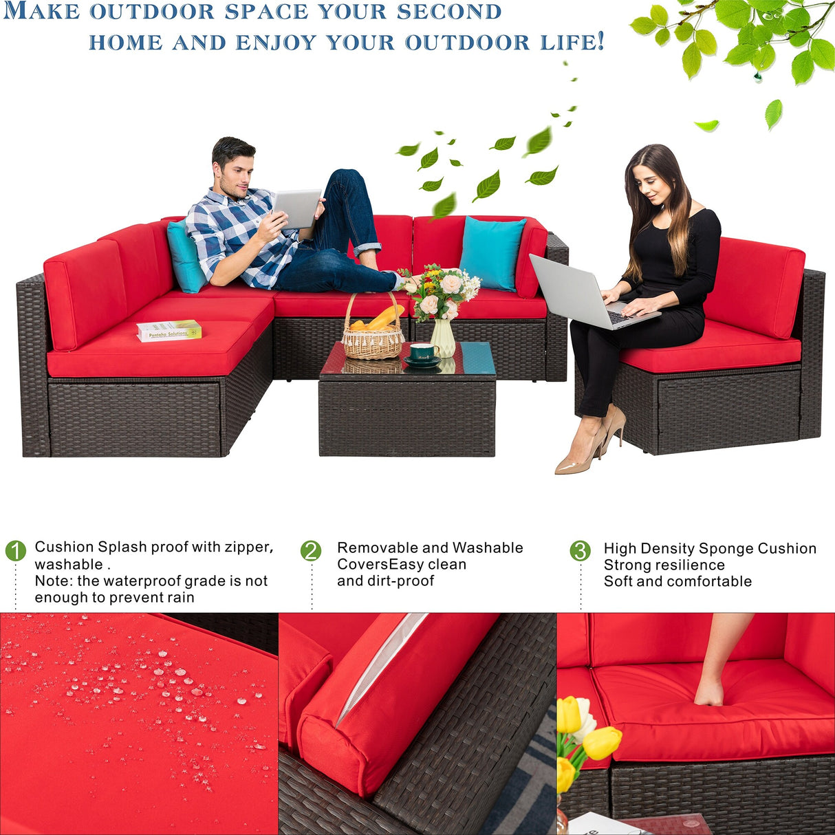 Futzca 7 Pieces Outdoor Patio Furniture Sets