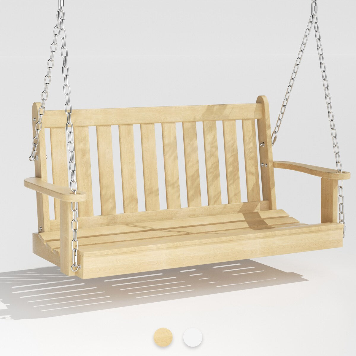 Futzca Outdoor Wooden Porch Swing, Bench Swing with Hanging Chains