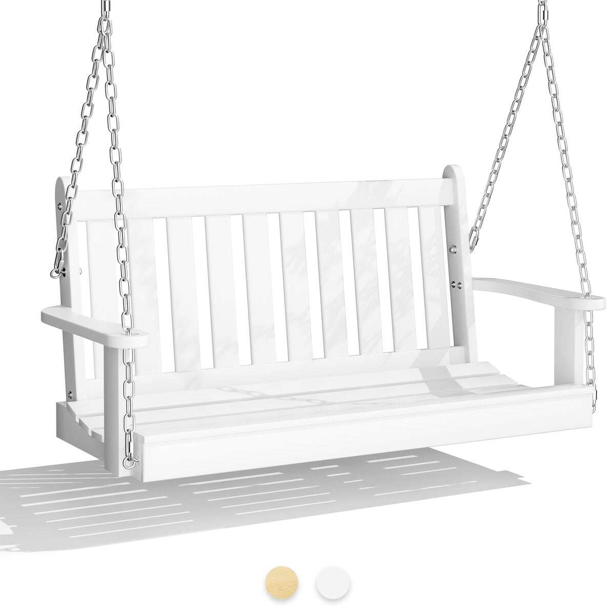 Futzca Outdoor Wooden Porch Swing, Bench Swing with Hanging Chains