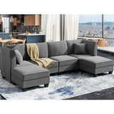 Futzca Sectional Couch Modular Sofa, 116" Velvet L-Shaped Couch Sofa
