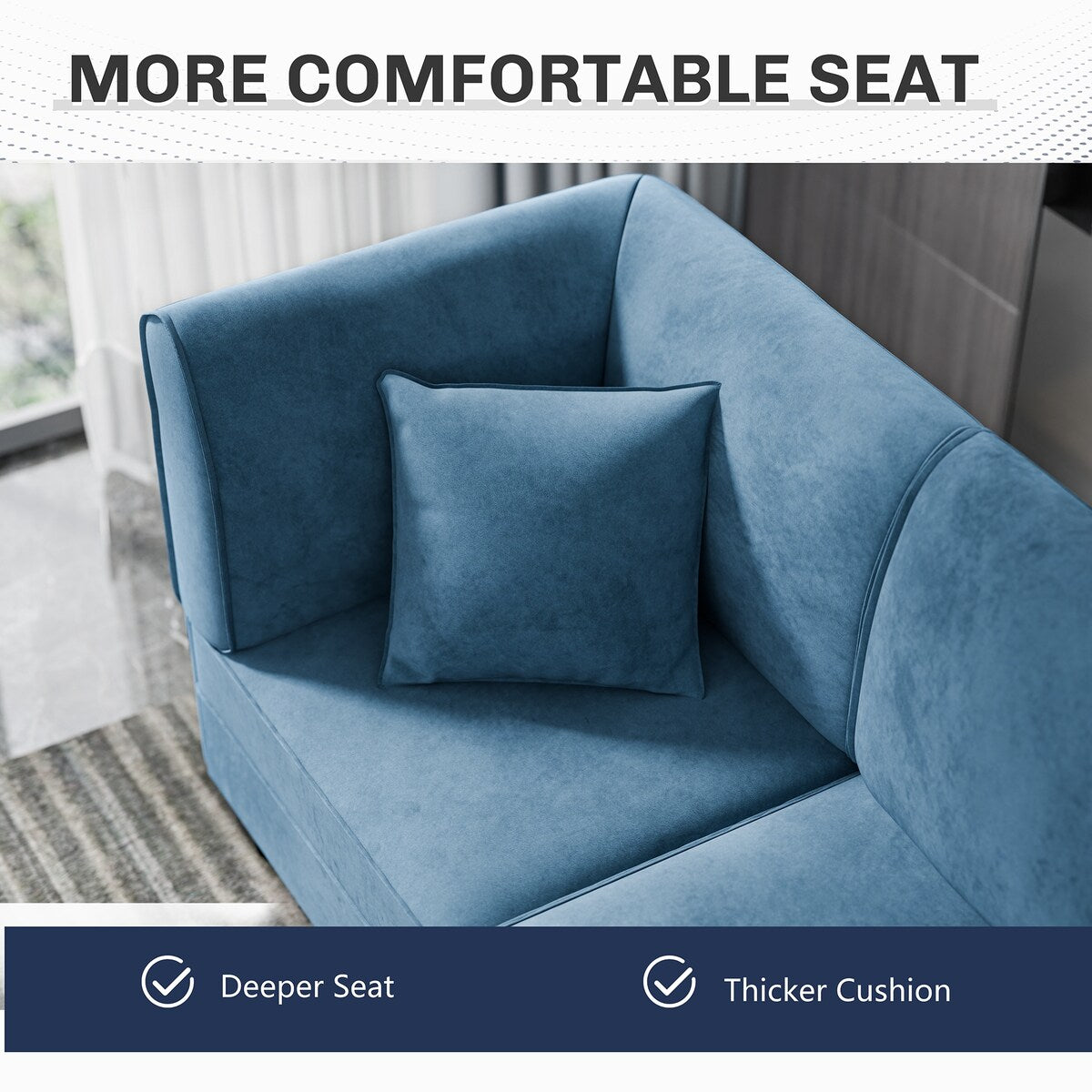 Futzca Sectional Couch Modular Sofa, 116" Velvet L-Shaped Couch Sofa