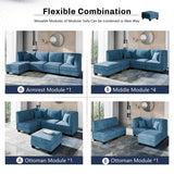 Futzca Sectional Couch Modular Sofa, 116" Velvet L-Shaped Couch Sofa