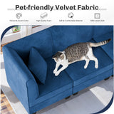 Futzca Sectional Couch Modular Sofa, 116" Velvet L-Shaped Couch Sofa
