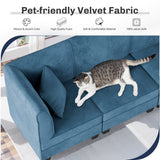 Futzca Sectional Couch Modular Sofa, 116" Velvet L-Shaped Couch Sofa