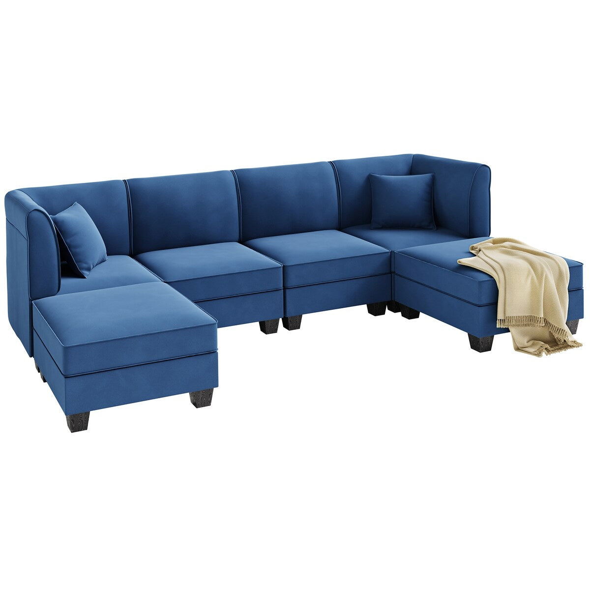 Futzca Sectional Couch Modular Sofa, 116" Velvet L-Shaped Couch Sofa