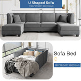 Futzca Sectional Couch Modular Sofa, 116" Velvet L-Shaped Couch Sofa