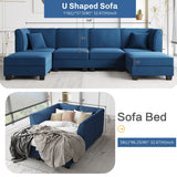Futzca Sectional Couch Modular Sofa, 116" Velvet L-Shaped Couch Sofa