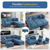 Futzca Sectional Couch Modular Sofa, 116" Velvet L-Shaped Couch Sofa