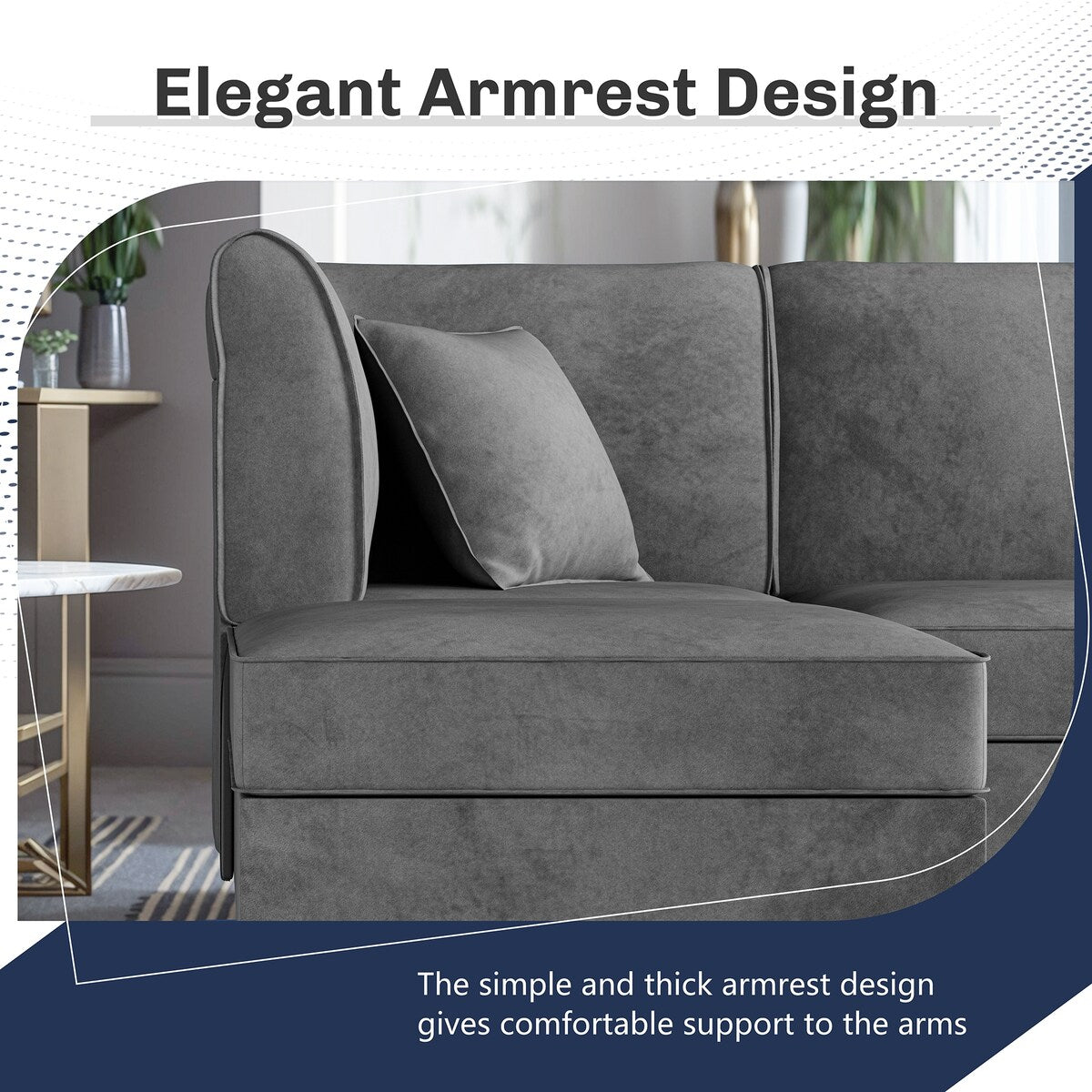 Futzca Sectional Couch Modular Sofa, 116" Velvet L-Shaped Couch Sofa
