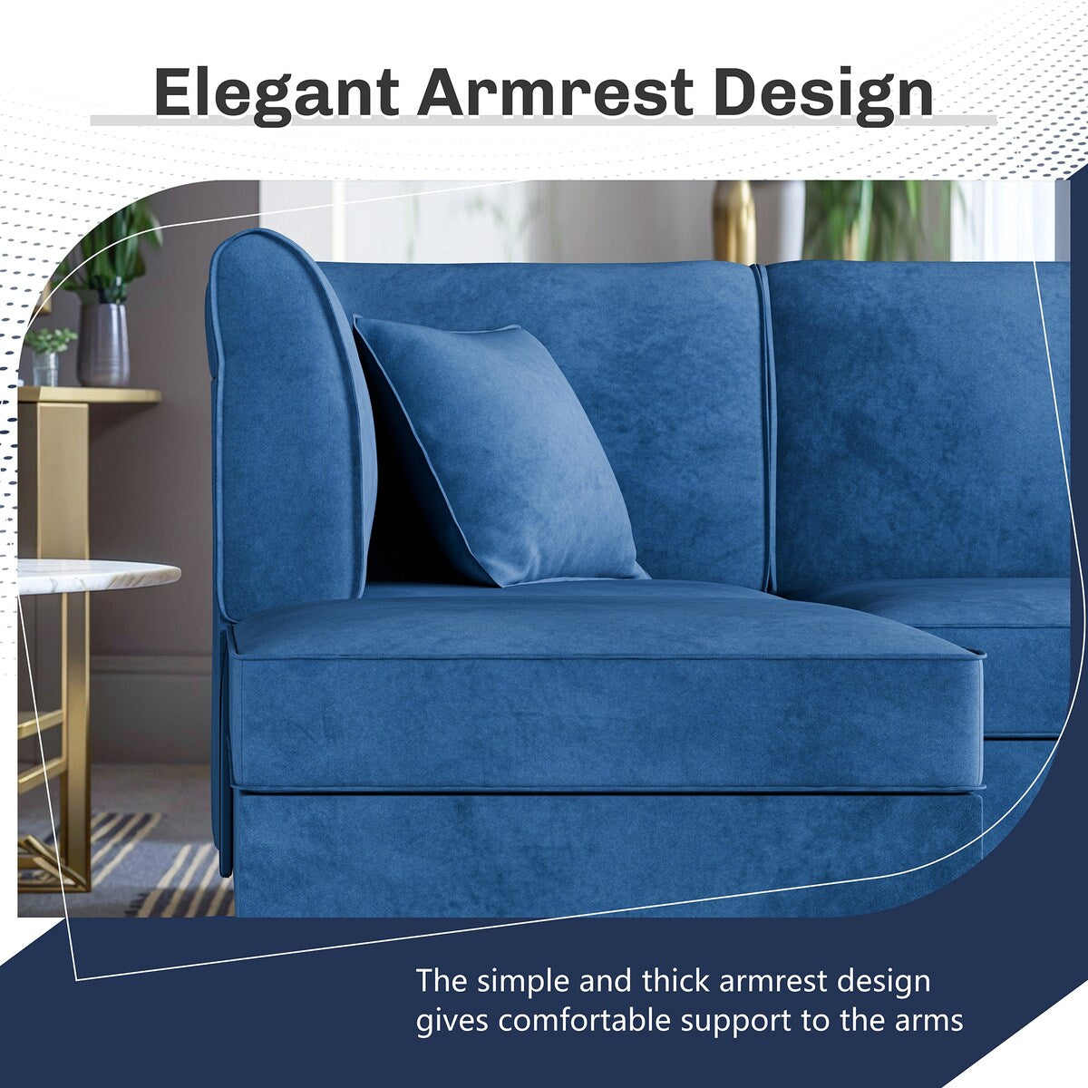 Futzca Sectional Couch Modular Sofa, 116" Velvet L-Shaped Couch Sofa
